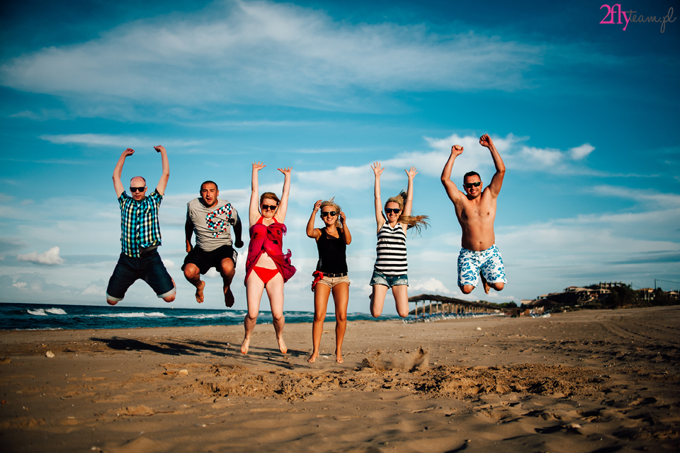 jumping on the beach